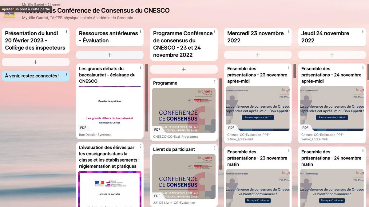 MyrtilleGardet's tweet photo. Pour celles et ceux qui le souhaitent, un @padlet qui s'enrichira de la prochaine présentation aux collègues de l'@acgrenoble qui aura lieu le 20 février prochain...
https://t.co/lKmOUVYRu1 
Puis du rapport du jury lorsque nous aurons terminé nos travaux 😅
Restez connectés 🧐👇 https://t.co/9860aqgOc3