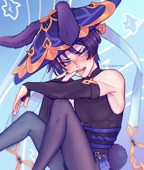 Scara's BUNNYsuit year! Happy birthday baby #scaramouche #wanderer #国崩 #genshinimpactcc 