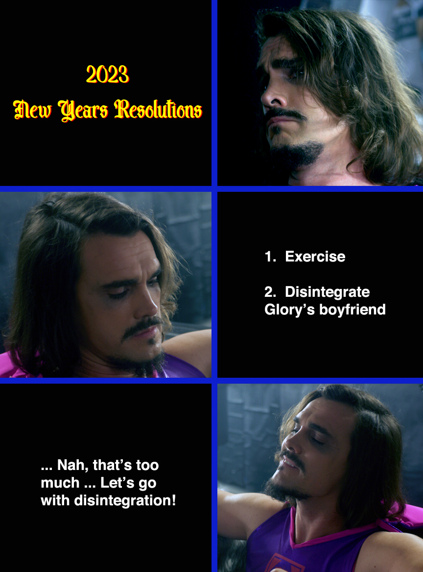 Lord Injustice wishes a happy new year to everyone--except Glory's boyfriend. 😅 Stay tuned for more movie magic in 2023...☺️

#gloryandinjustice