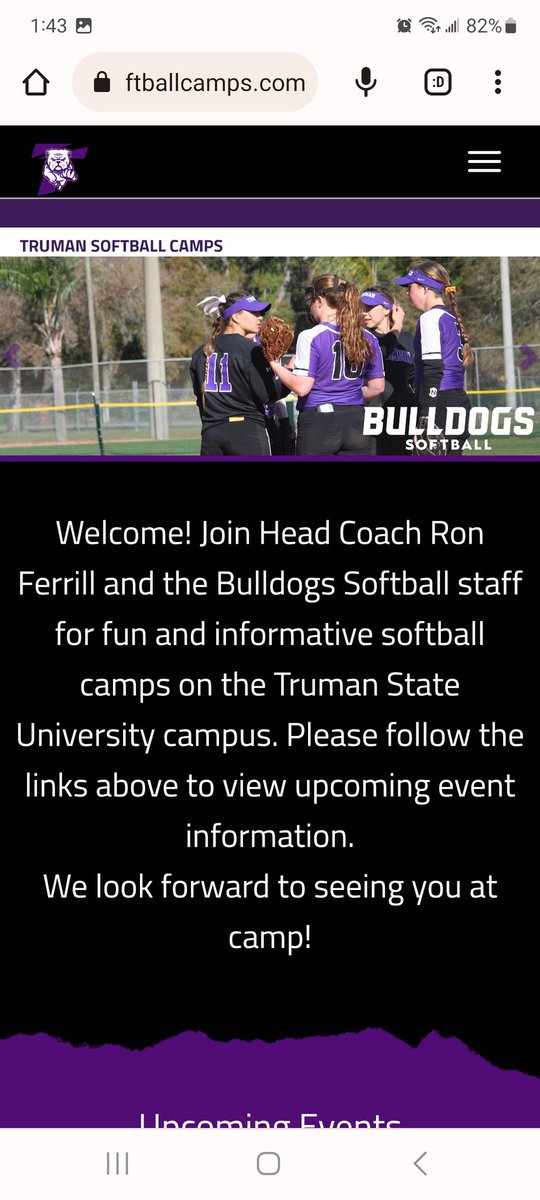 High School Pitchers and Catchers here is the link to our upcoming camp. Session 1 is 2024's and session 2 is all other High School grades.  
trumansoftballcamps.com