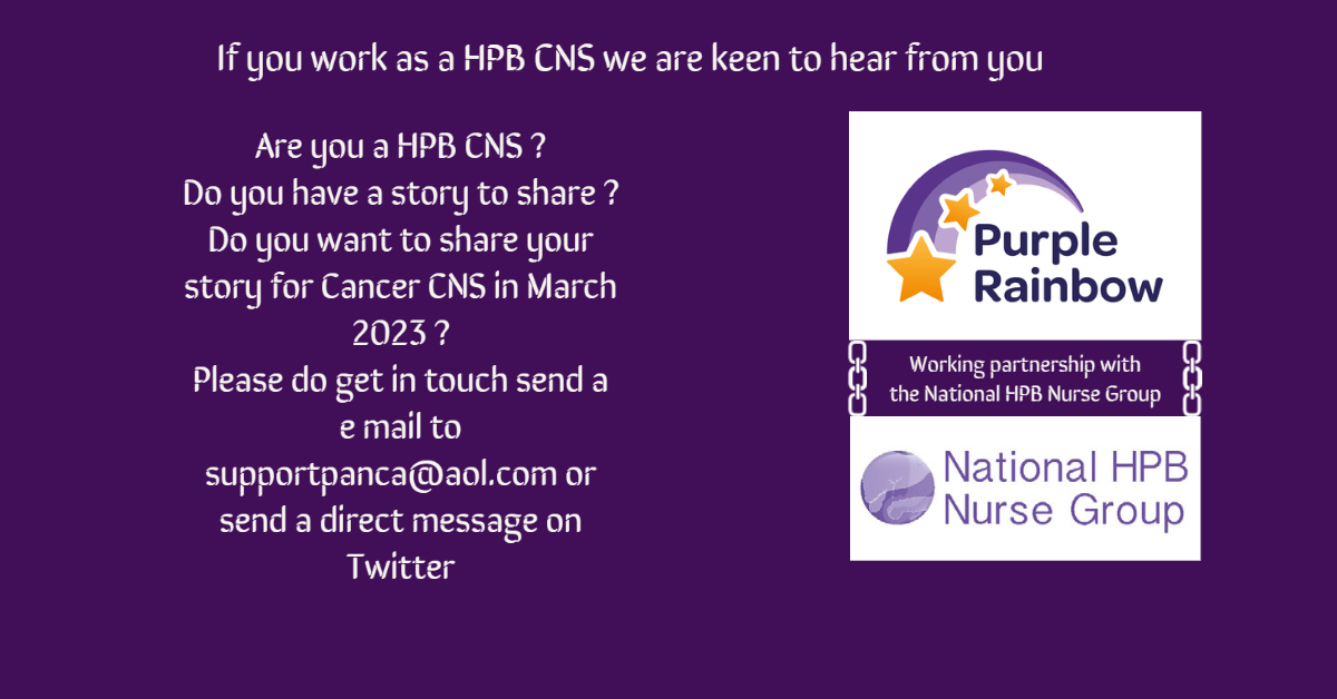 If you are a HPB CNS and you have a story to share please do get in touch <a href="/frpurprainbow/">Purple Rainbow Fundraising</a> in partnership with <a href="/NHpbNG/">National HPB Nurse Group</a> are will be sharing digital stories in March for National cancer CNS day details of contacts below #sethslegacy <a href="/WeNurses/">WeNurses 💙</a>