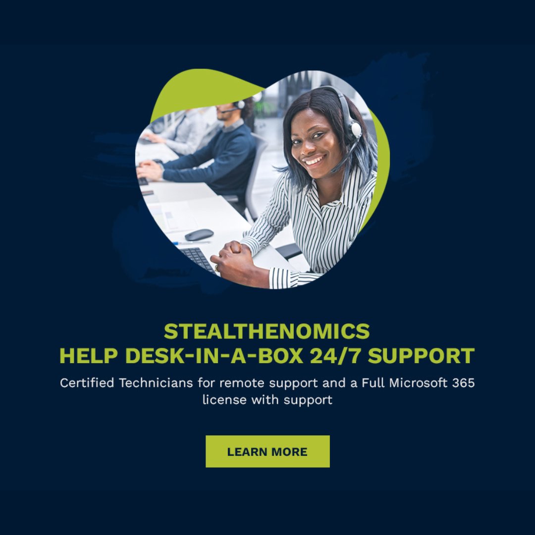 stealthenomics's tweet image. Our managed Help Desk services deliver 24/7 tech support. You work directly with our certified technicians. Secure your peace of mind and get back to business. We’ll take care of the tech. LEARN MORE! 1l.ink/NFFRB4R #BusinessTechSupport #HelpDeskInaBox #SmallBusiness