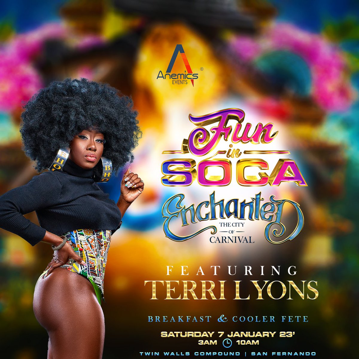 anemicstt's tweet photo. We Welcome
TERRI LYONS
🏰FUN IN SOCA🏰
E N C H A N T E D
{The City of Carnival}
Date: Saturday 7th January 2023
Time: 3am-10am
Location: Twin Walls Compound | San Fernando
#FunInSoca #CoolerFete #AnemicsEvents #BreakfastInclusive #Carnival23 #AnemicsCarnival #TheReturn https://t.co/EeUc6efTnl