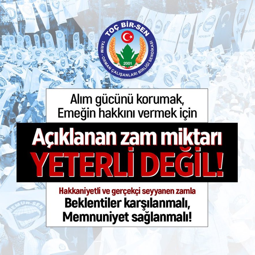 Alım gücünü korumak, emeğin hakkını vermek için, hakkaniyetli ve gerçekçi seyyanen zamla beklentiler karşılanmalı, memnuniyet sağlanmalı!