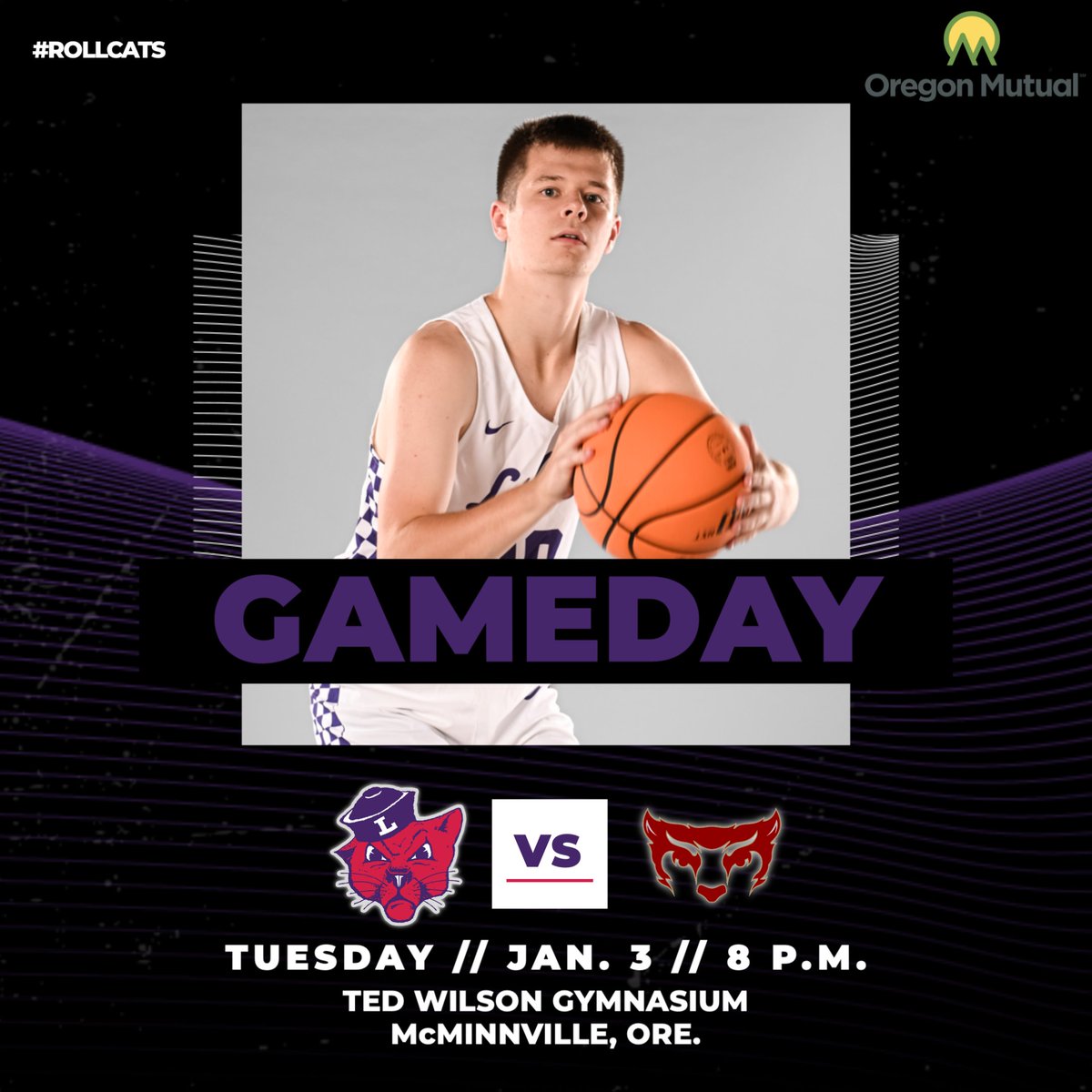 linfieldmbb's tweet photo. GAMEDAY🏀| Back at home to open the calendar year. #RollCats

⏰8 p.m. (PST)
📍Ted Wilson Gymnasium
📺📊https://t.co/avAmmXsoq0 https://t.co/Qtsc7MduId