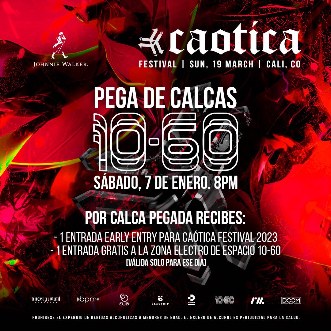 BpmTechno_Cali's tweet image. Este Sábado 7 de Enero empezamos el año en la Zona Electro de Espacio 1060. Estaremos realizando Pega de Calcas 🔜 Caotica Festival 2023. 

Por calca pegada recibes 👇🏻

1 entrada gratis Early Entry para Caotica Festival.
1 entrada gratis para ver Ethereon, Mary-X y Plxer.