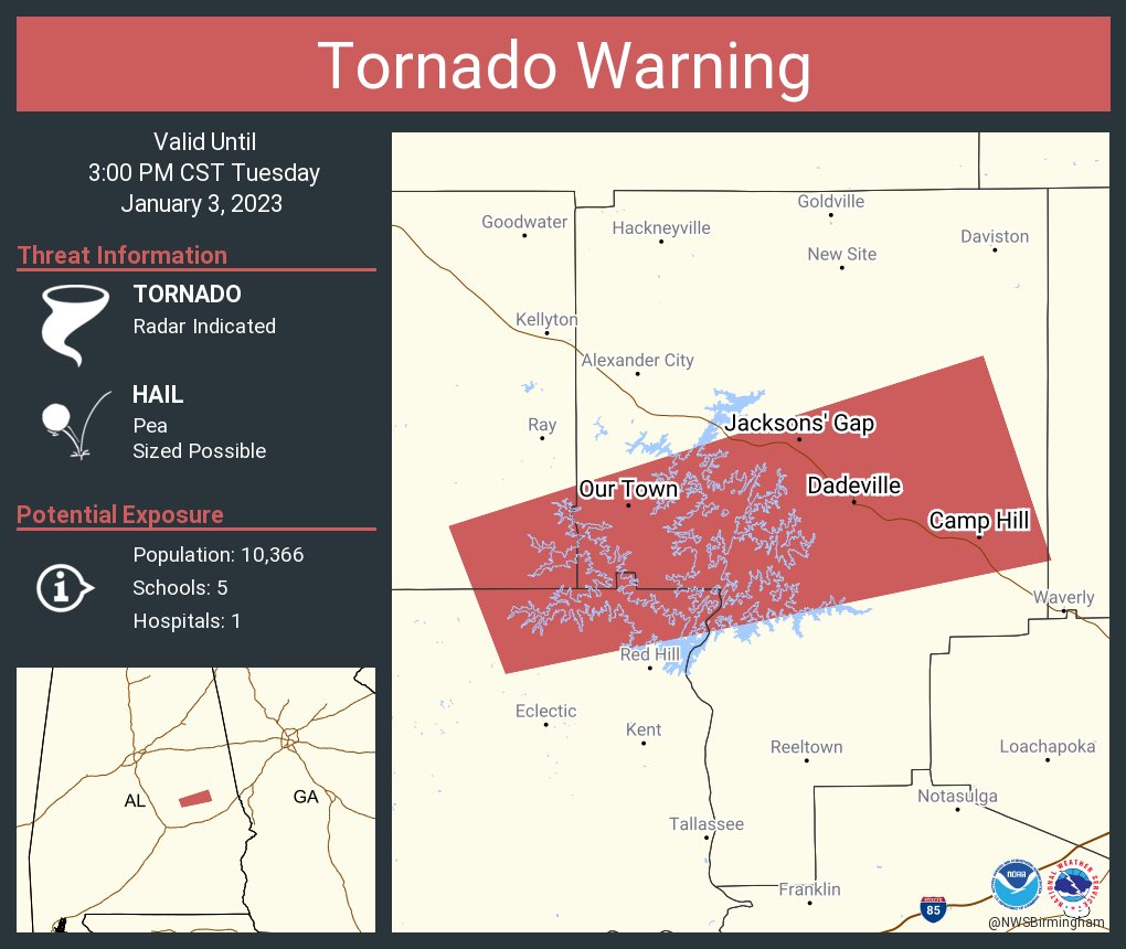 NWS Tornado on Twitter "Tornado Warning including Dadeville AL, Camp