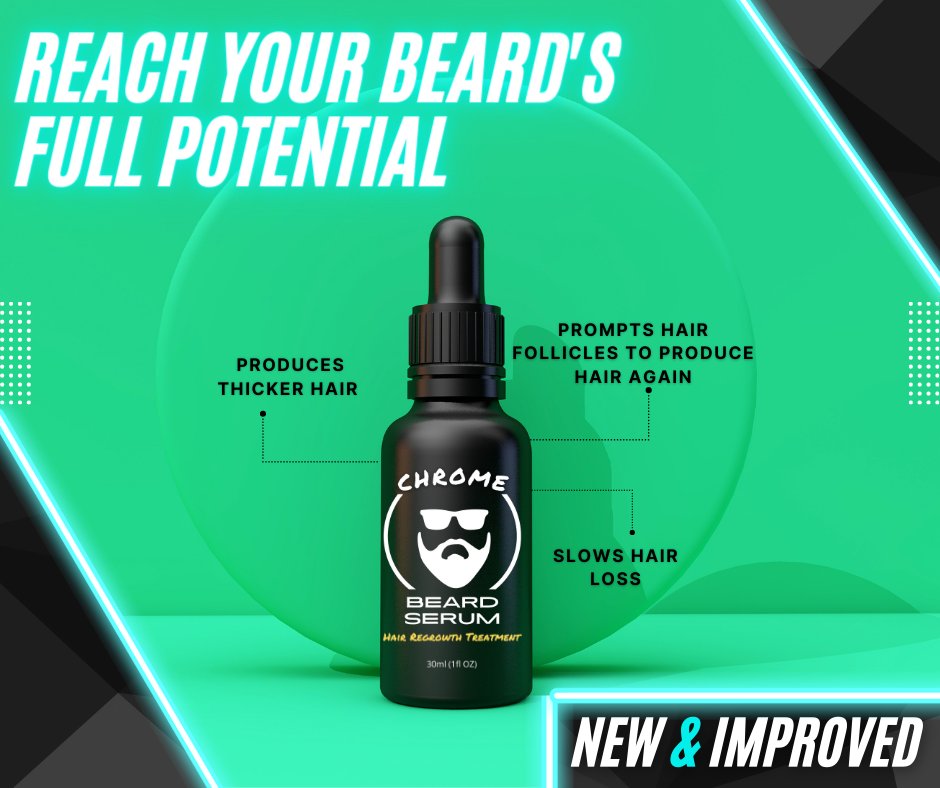 Just tried #ChromeBeardGrowthSerum and my beard has never looked better! Thicker, fuller, and healthier than ever before. If you're struggling with patchy beard growth, give this all-natural serum a try. ✅

Link In Bio 🔗

 #BEARDS #barbershop #BeardGoals #BarberApproved