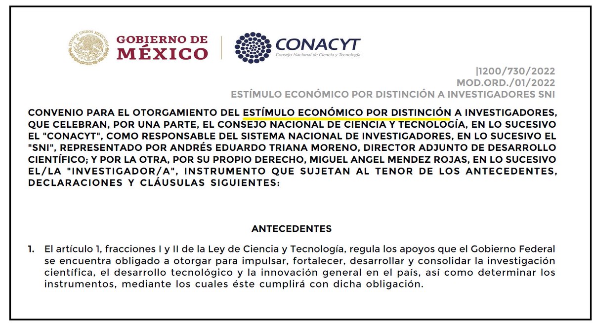 nanoprofe's tweet photo. Año nuevo, convenio SNI nuevo. 
Muestro las diferencias entre el documento original que firme como SNI III en Diciembre pasado y el documento de convenio generado (firmado por CONACYT). En uno se establece el otorgamiento del Estímulo económico, en el otro solo el Nombramiento./1 https://t.co/LH8YaKt09h