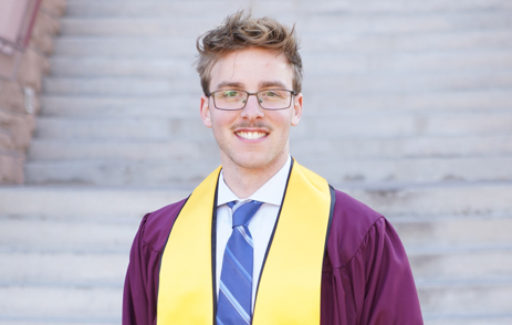WPCareySchool's tweet image. "It goes by super quick and there's time for seriousness and time for fun, just try to figure out what balance looks like for you," says Fall #NotableGraduate and marketing major Tyler Burnside. bit.ly/3HaJd9M #IAmWPCarey #NotableGraduate