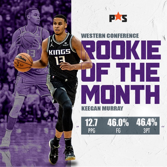 Congrats to Keegan Murray on being named the NBA Western Conference Rookie of the Month! 👑