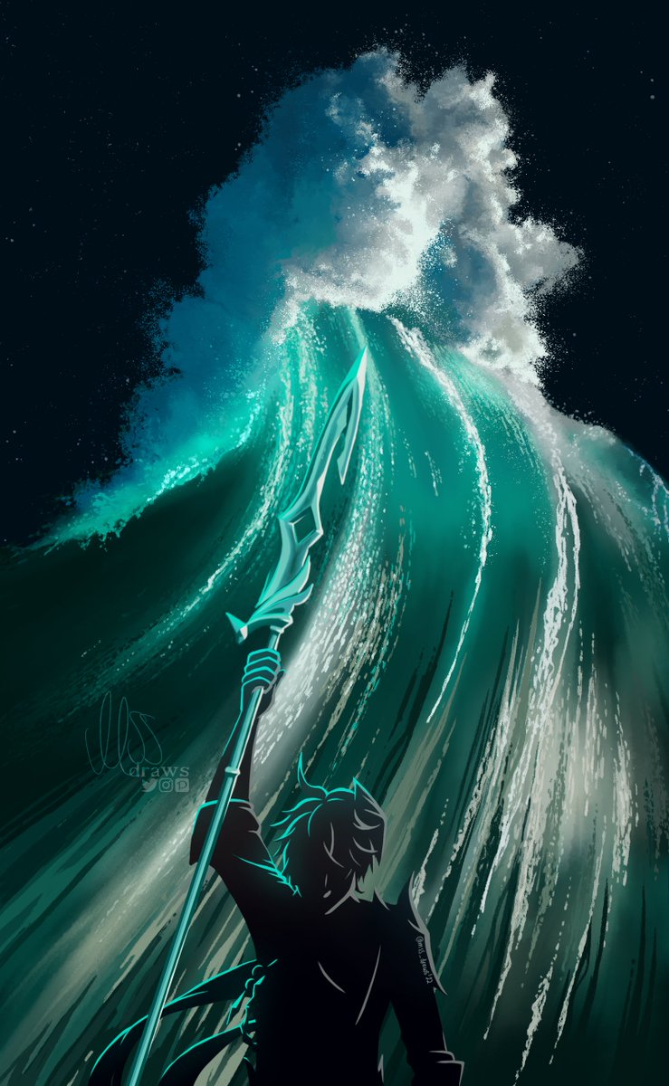 mss_draws's tweet photo. My newest pieces of #tartaglia with a #wave motive, inspired by @RayCollinsPhoto #GenshinImpact #genshinimpactfanart #childe https://t.co/N8Y83lASbX