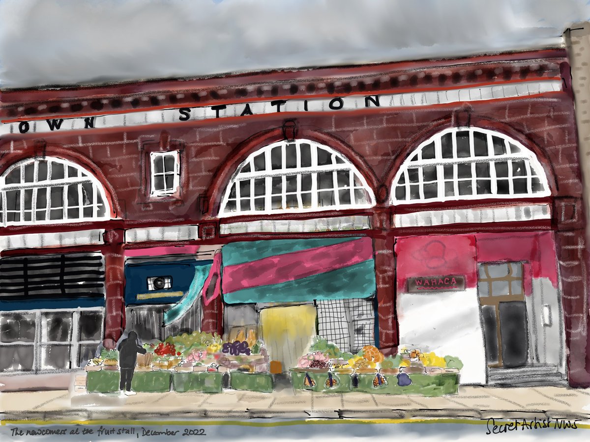 secretartistNW5's tweet image. The awning’s up! I hope it does well. #localshops #highstreet #fruitandvegstalls