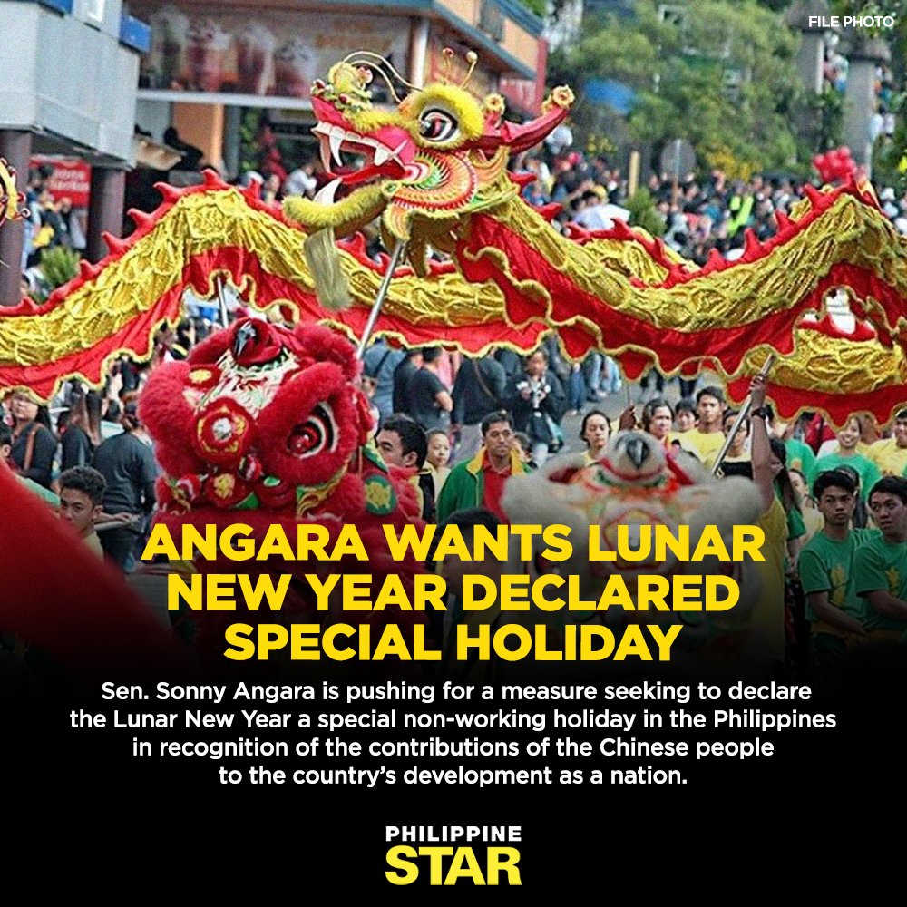 PhilippineStar's tweet photo. Sen. Sonny Angara has filed Senate Bill 1012 or an act declaring Chinese New Year’s Day a special non-working holiday in the Philippines. https://t.co/yzC51HdHNW https://t.co/Itgw983NrT