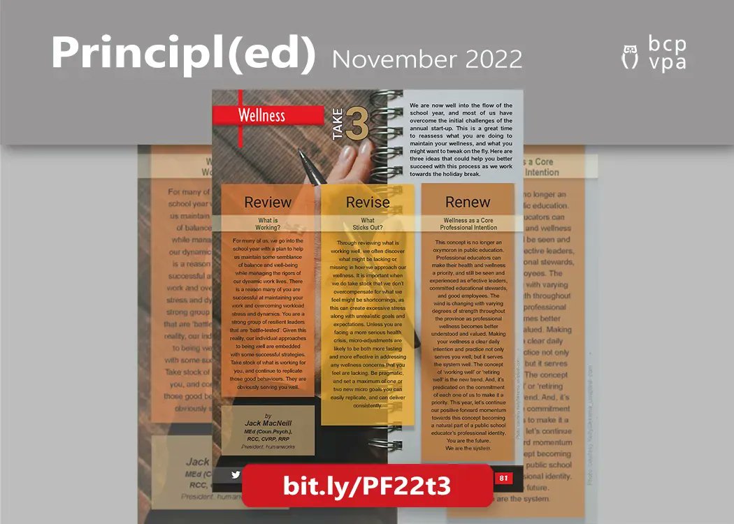 Jack MacNeill, President of <a href="/HumanworksCA/">humanworks</a>, shares his three tips for wellness now that the school year is underway. How are you doing in managing your wellness, and are there areas where you could review, revise, and renew? bit.ly/PF22t3