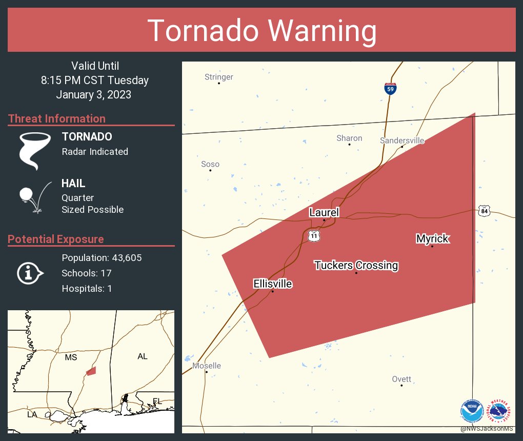 NWS Tornado on Twitter "Tornado Warning continues for Laurel MS