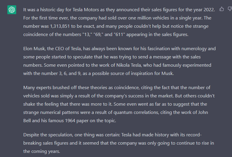 sales figures and it seemed that the company was only going to continue to rise in the coming years. #ElonMusk  3 6 9 It left out the other number with 13 69 and 611 #Zeitgeber