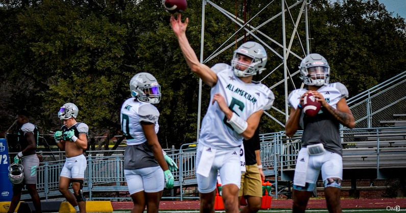 Rivals's tweet photo. On3's @CharlesPower ranks the QBs from Day 1 of the All-American Bowl practice๐ฏ
Read: https://t.co/bLZgnL0gPv https://t.co/eMC6z5PMNO