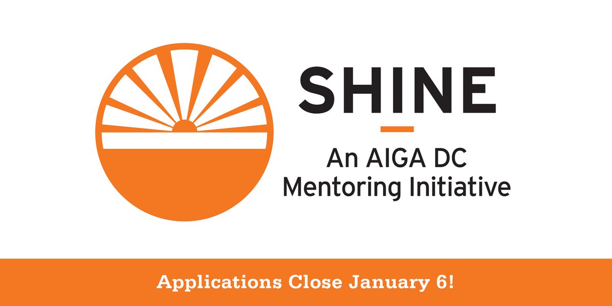 SHINE 2023 applications close Jan. 6! <a href="/AIGADC_SHINE/">AIGA DC SHINE</a> is a four-month mentoring program run by AIGA DC. Learn more and apply: dc.aiga.org/programs-initi…
