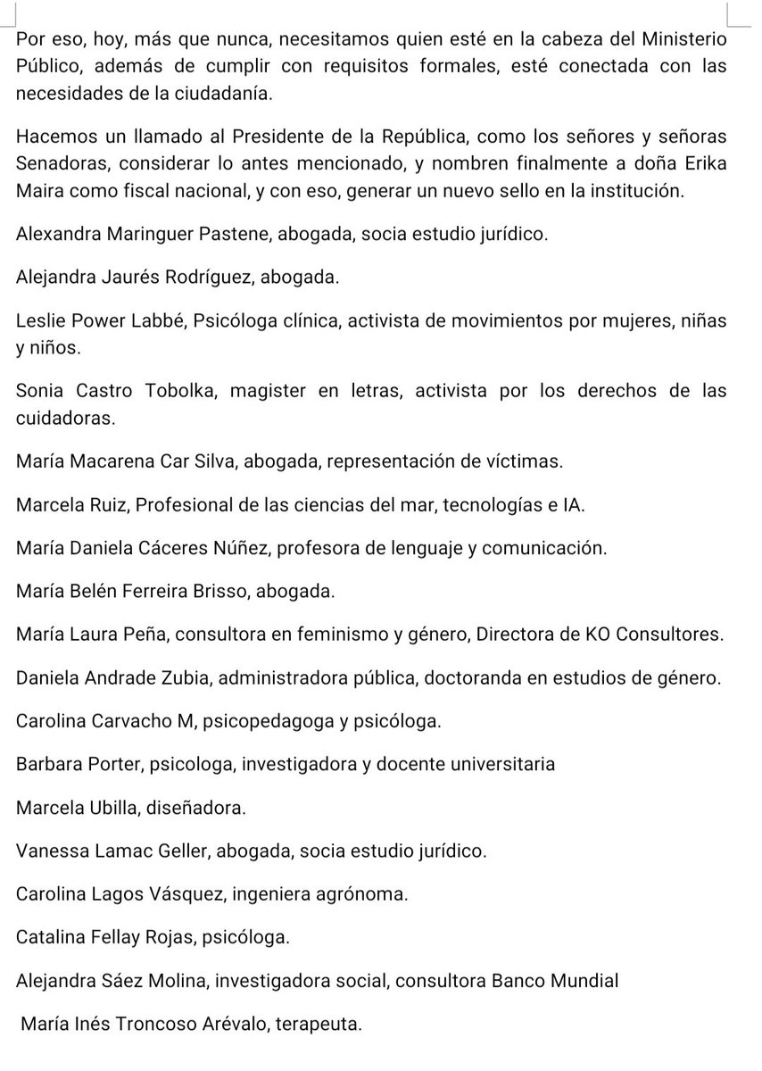MDanielaCceres1's tweet photo. Hoy más que nunca, urge que haya una futura  #fiscalnacional con la trayectoria y compromiso profundo que posee @ErikaMaira Conocemos y admiramos su trabajo, junto con su férreo compromiso en la protección y defensa de los derechos de niños, niñas, adolescentes, mujeres y madres https://t.co/UVapQPItHl