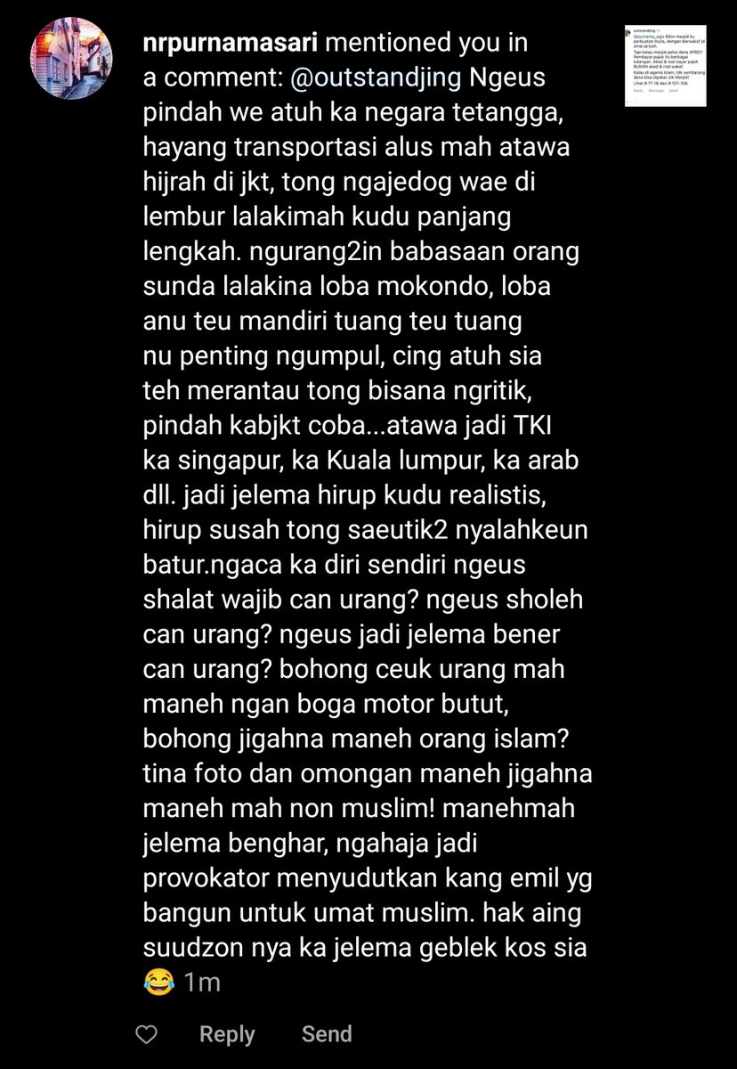 Outstandjing's tweet photo. @hyubiyoun Kang Emil jadinya lebih aktif di Instagram 

Karena sy lagi gak bisa ikut komen, yaudah skrg capture dulu bbrp contoh obrolan di platform tsb

Duh jd cross posting deh ke sini 😅 https://t.co/MldxI39LgU