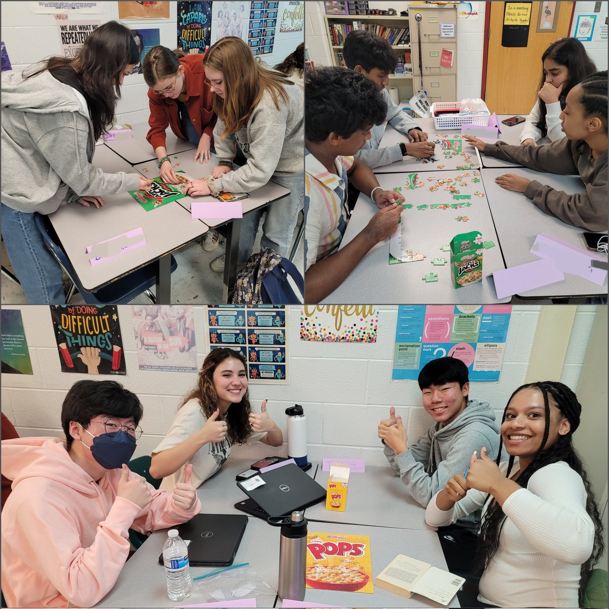 alwayswrite123's tweet photo. New seating arrangement means group puzzle challenge! These #APLang #juniors are fiercely #competitive. 😄 #edchat #Englishclass #groupwork https://t.co/MA1mBeMZd5