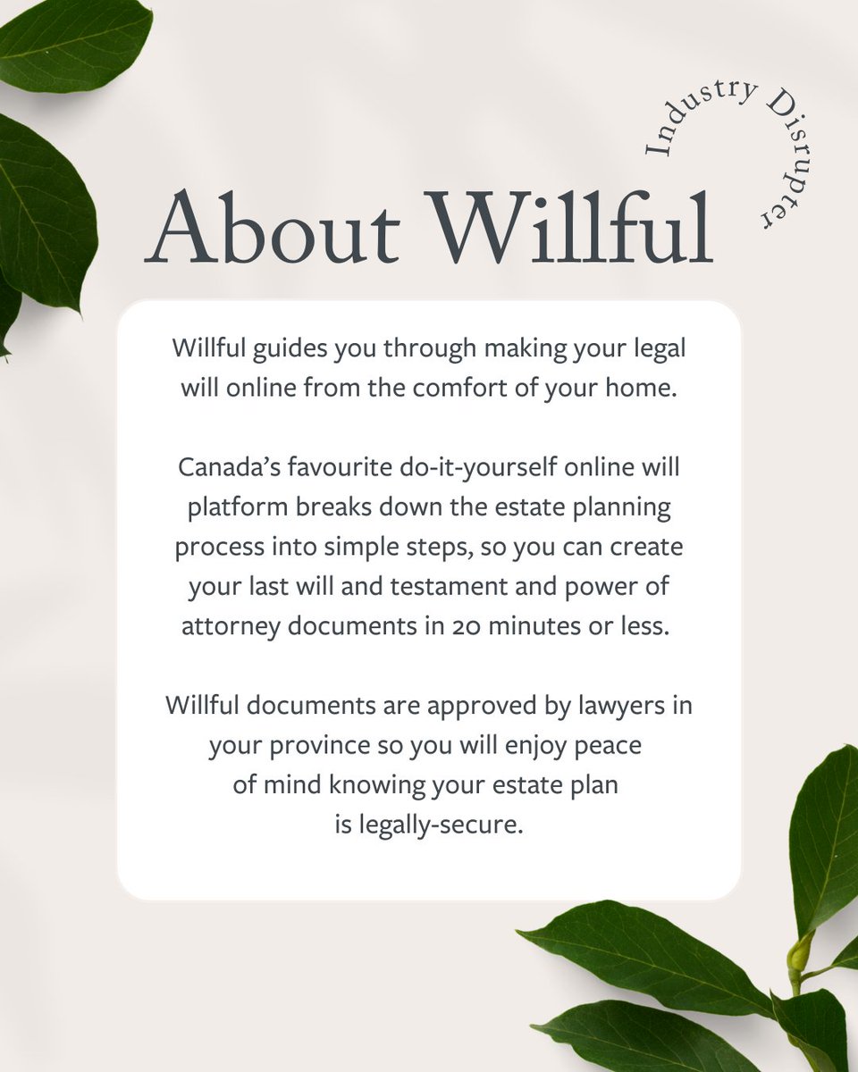 DovetailCanada's tweet photo. Dovetail Business Spotlight: Willful co-founded by Dovetail Alum, Erin Bury!

Willful is Canada’s do-it-yourself online will platform that breaks down the estate planning process into simple steps.

Connect with Willful and Erin ⬇️
https://t.co/3p0n4mfl3l
https://t.co/fq3LH9NVDq https://t.co/S1K7E5tOKF