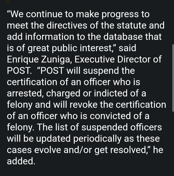 INBOX: The <a href="/PostCommission/">MA POST Commission</a> has suspended the certification of 15 Massachusetts police officers.

See first screenshot for the list.

#mapoli