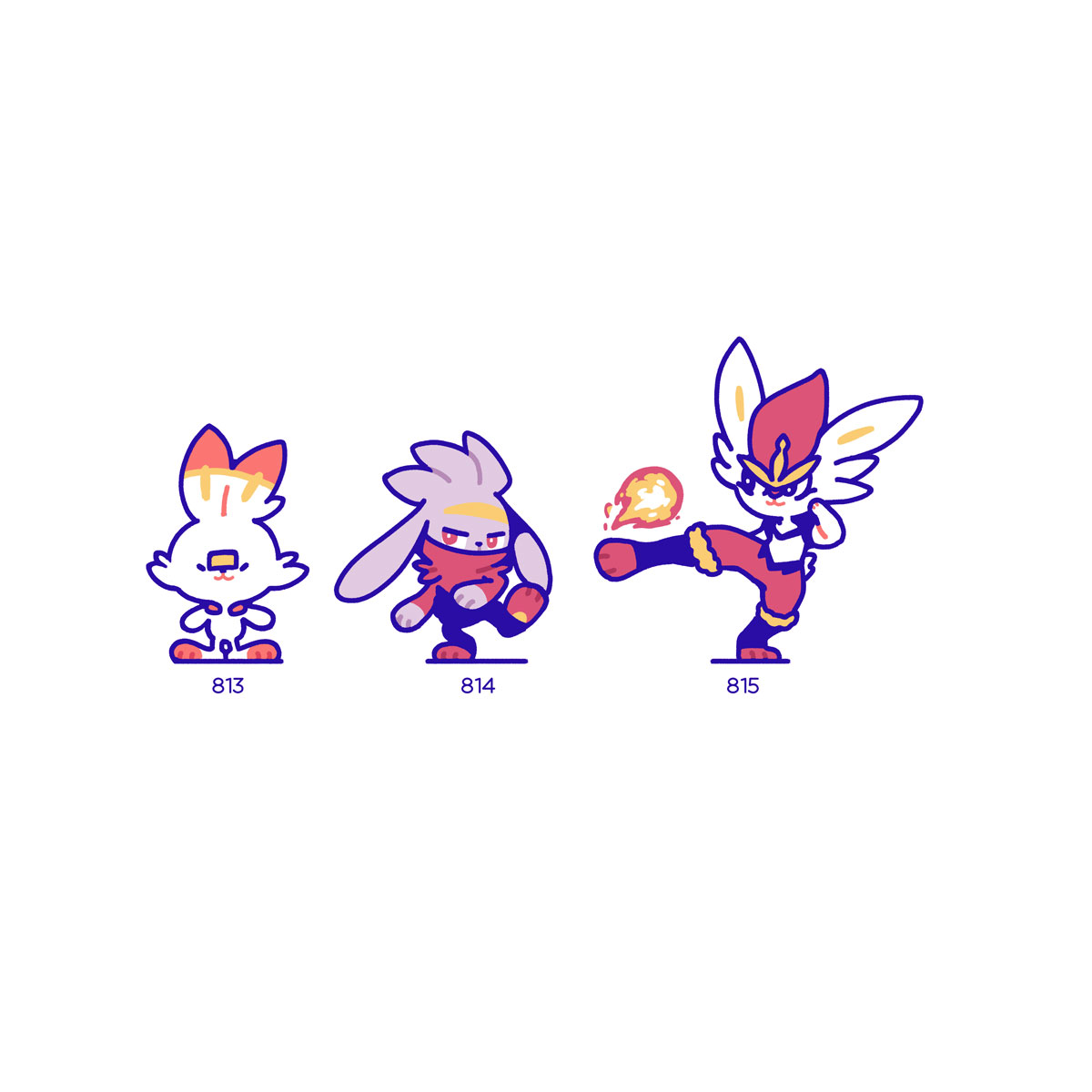 scorbunny pokemon (creature) kicking standing fire white background furry standing on one leg  illustration images