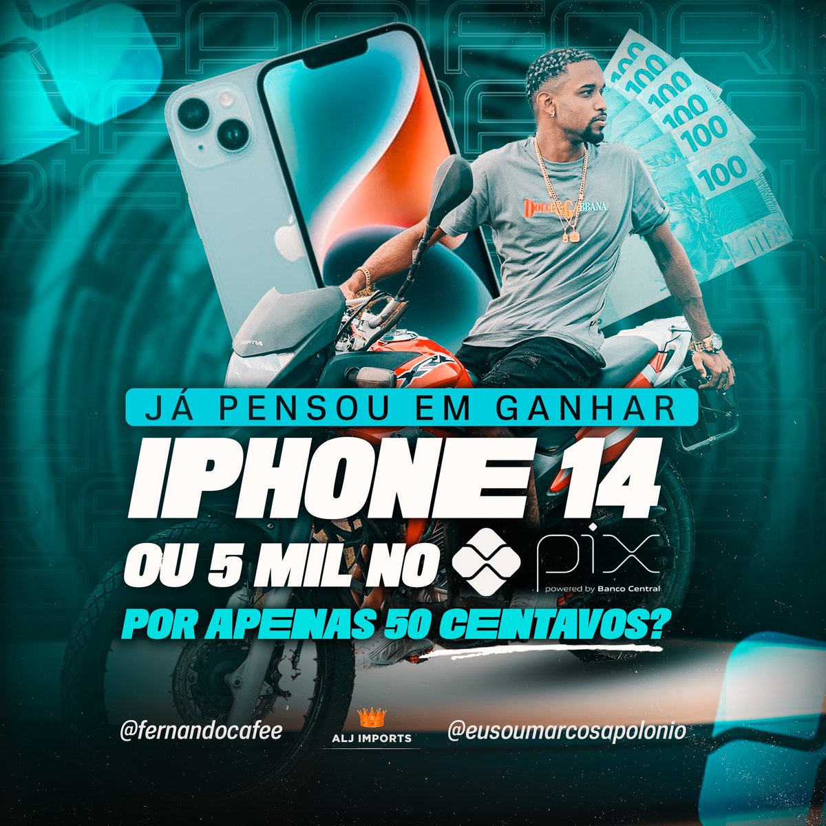 Fernandocafee's tweet photo. AÍ FAMÍLIA LANCEI UMA RIFA DO IPHONE 14 OU 5 MIL NO PIX.
Cada número por apenas 0,50 centavos comprando acima de 10 cotas cada número sai a 0,40 centavos, preço de bala 🍬📱💰🙌🏿

#rt pra ajudar o irmãozinho 🥹🙏🏿

Link de compra abaixo 👇🏿 

https://t.co/xp0m4U4Lka

#rifa #iPhone https://t.co/u0whLb3rgn