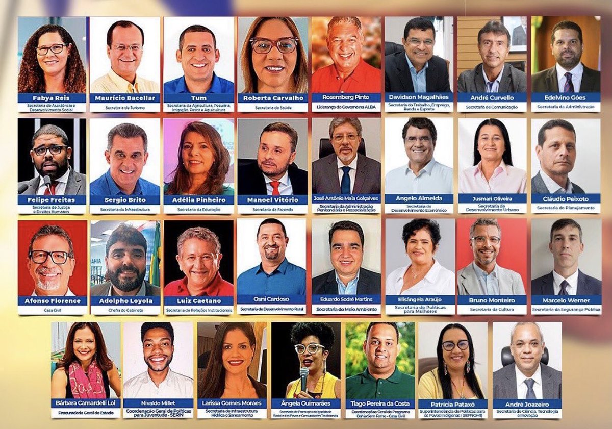 samuelvida12's tweet photo. Triste Bahia!No governo findo 3 pessoas negras integravam o 1o escalão: Arani Santana,Fabya Reis e Carlos Martins.O governo continuista mantém a cota:Fabya Reis,Ângela Guimarães e Felipe Freitas.Pra baratinar os desavisados colocaram 2 negros do 2o escalão colorindo a propaganda! https://t.co/cR2mwjbp0X