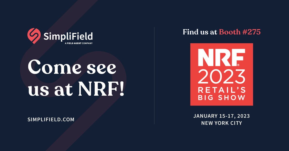 Going to National Retail Federation 2023 Retail's Big Show? We'll see you there. 

Book at meeting with SimpliField: hubs.ly/Q01wVHRp0

#retailsbigshow #retailindustry #NRF