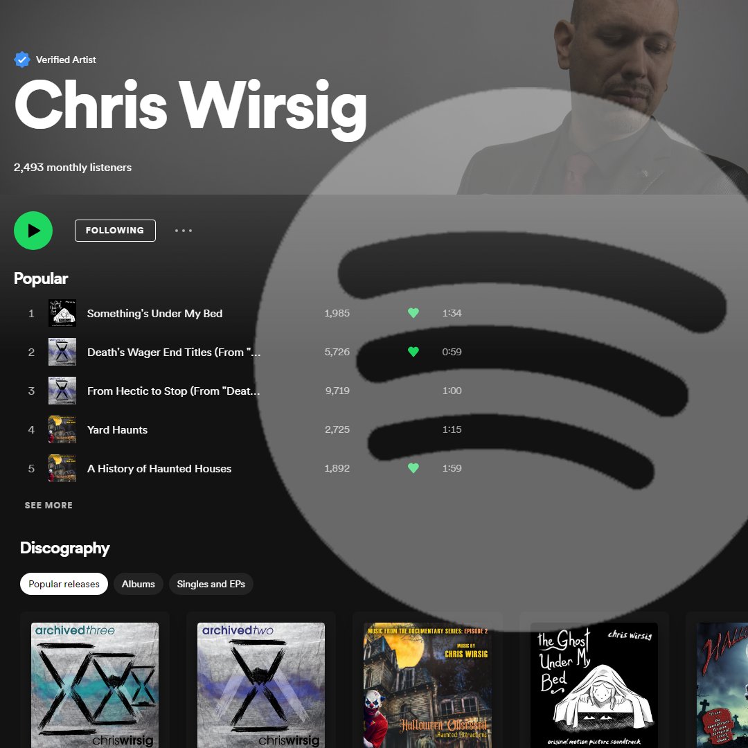 If you're using @Spotify, you can listen to all my albums over there😀. And if you like what you hear, hit the 💚, add to your playlists & click 'Follow' on my artist profile - #newmusiccomingsoon...

#Spotify #chriswirsig #filmmusic #tvmusic #electronicmusic #immersivemusic