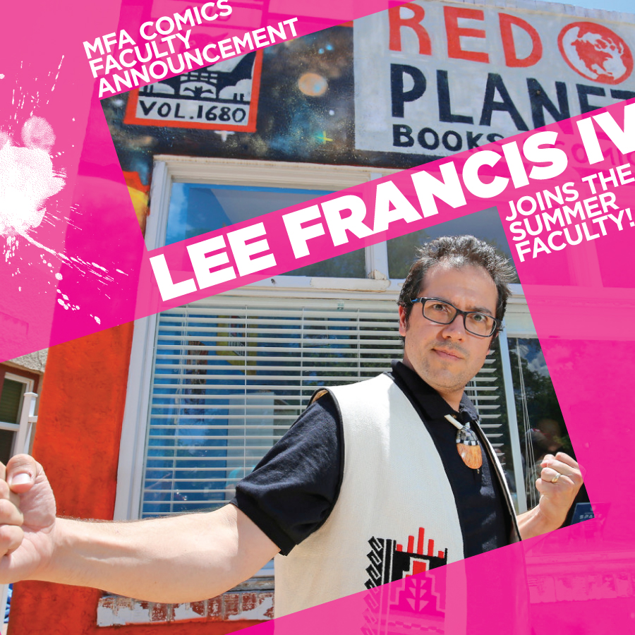We're very excited that <a href="/leefrancisIV/">Dr. IndigiNerd</a> will be joining the Summer 2023 #CCAComicsFaculty! Lee has written #comics such as #Sixkiller, #Ghostriver, and #TalesoftheMightyCodetalkers. He is also the creator of Native Realities Press, #Indigipop X, and Red Planet Books and Comics.