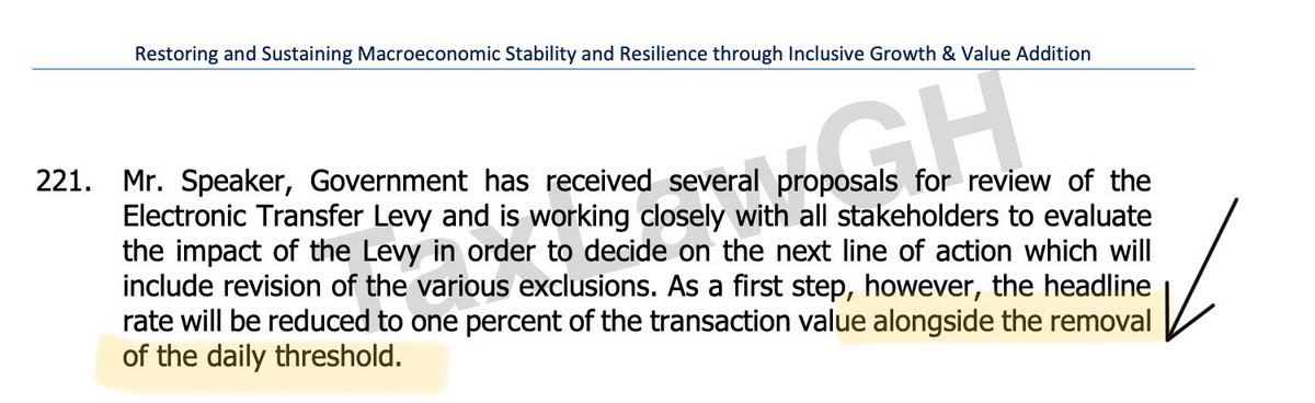 E-Levy Update

Act 1089 has been passed by Parliament to amend the Electronic Transfer Levy Act, 2022 (Act 1075)

KEY HIGHLIGHTS
- E-levy rate is now 1% (down from 1.5%)
- GHS 100 daily threshold remains (Parliament did not accept the 2023 Budget proposal to remove the threshold)