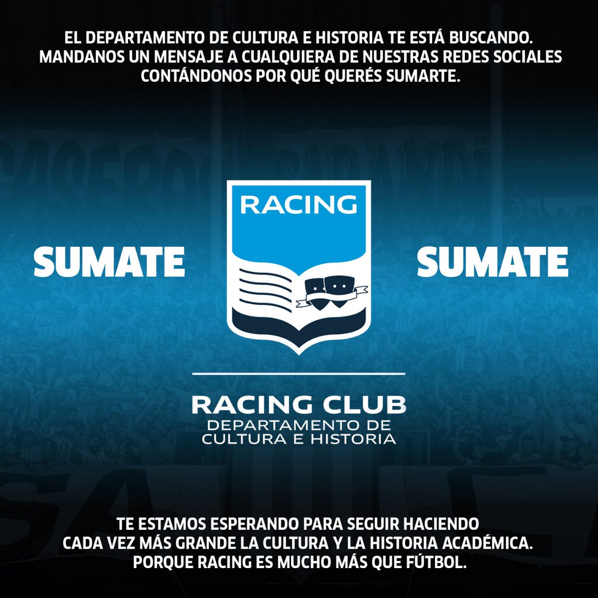 El Departamento de Cultura e Historia te está buscando. 
¿Qué estás esperando?
¡Sumate!