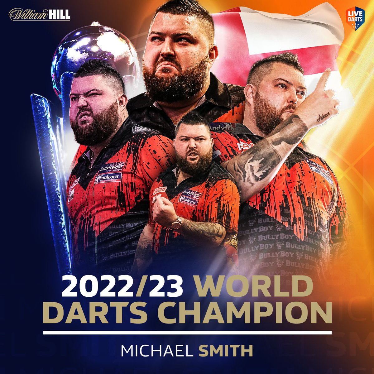 𝗠𝗜𝗖𝗛𝗔𝗘𝗟 𝗦𝗠𝗜𝗧𝗛 𝗜𝗦 𝗖𝗛𝗔𝗠𝗣𝗜𝗢𝗡 𝗢𝗙 𝗧𝗛𝗘 𝗪𝗢𝗥𝗟𝗗! 🏆

Michael Smith fulfils his darting destiny by becoming World Champion for the first time, defeating Michael van Gerwen 7-4 in an epic final! 

History for Bully Boy 🐂

#WorldDartsChampionship