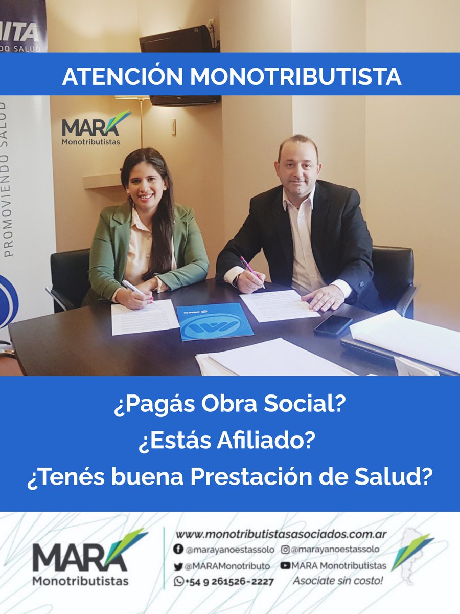 MARAMonotributo's tweet photo. OBRA SOCIAL 

ATENCIÓN #MONOTRIBUTISTA
Pagás Obra Social?
Estás Afiliado? 
Tenés buena Prestación de Salud?

Si la respuesta es NO, contactanos porque MARA Monotributistas acaba de firmar #CONVENIO con #OBRASOCIAL con COBERTURA a NIVEL NACIONAL. 
Escribinos al wa/me/261 5345608 https://t.co/crHmkm6zdn