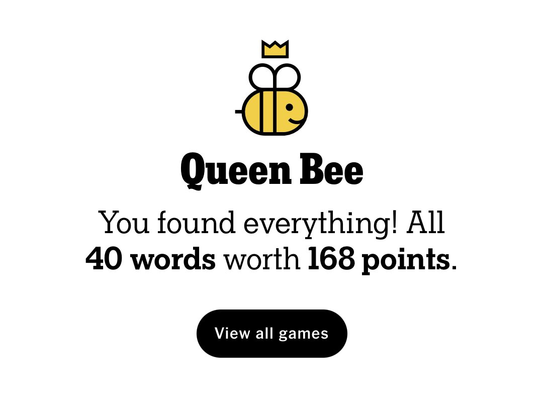 ThinkingFast21's tweet photo. Tues: WooHoo nice 👑 A few wee animals in there... and a bit of 🧀 was my last word #nytspellingbee #spellingbee #hivemind #nytsb https://t.co/XgtVZisfNH