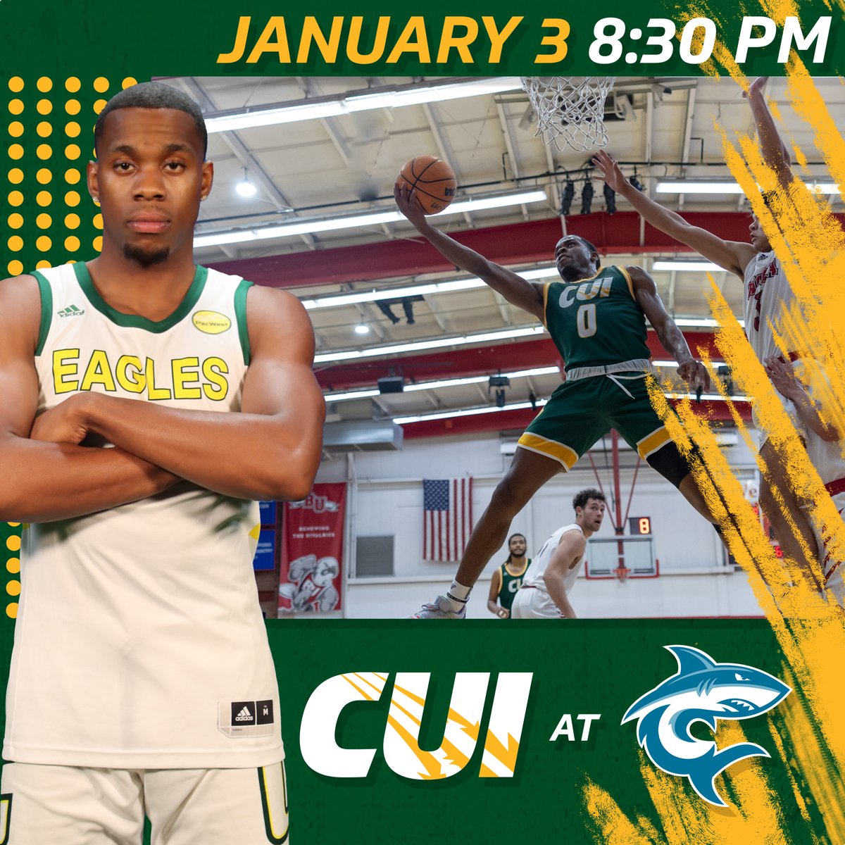 CUI Athletics (@cuigoldeneagles) on Twitter photo Our <a href="/cuimbasketball/">CUI Men’s Basketball</a> squad also starts its 3-game road trip out in Hawaii! Tip is slated for 8:30pm PT (Local Time 6:30 pm)
🆚: at <a href="/HPUSharks/">HPU Athletics</a>
📊: bit.ly/3hEv621
📺: bit.ly/3GBAYTv
🎟️: bit.ly/3TmXd31 Our <a href="/cuimbasketball/">CUI Men’s Basketball</a> squad also starts its 3-game road trip out in Hawaii! Tip is slated for 8:30pm PT (Local Time 6:30 pm)
🆚: at <a href="/HPUSharks/">HPU Athletics</a>
📊: bit.ly/3hEv621
📺: bit.ly/3GBAYTv
🎟️: bit.ly/3TmXd31
