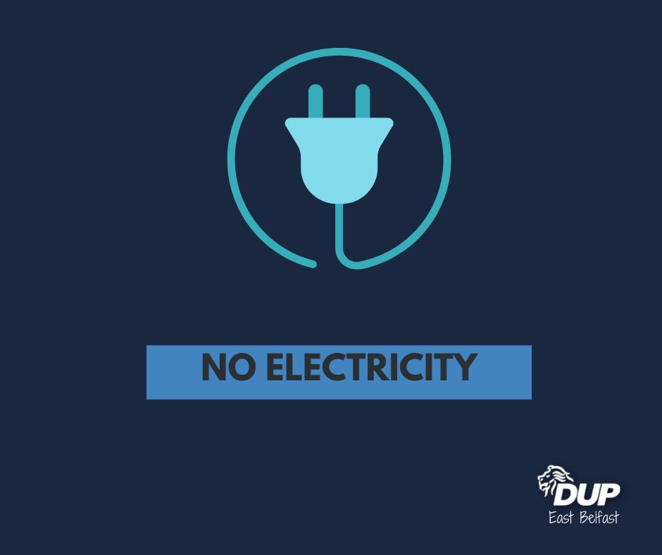 GRobinsonDUP's tweet photo. I’ve spoken with Power NI this evening as a large number of homes in East Belfast are without power. This area includes Castlehill, Garnerville, Belmont, Sydenham, Tweskard, Massey, Old Holywood Road &amp; Knocknagoney. Engineers are on route but the ET for restoration is 1am. https://t.co/FgGVORvgYE