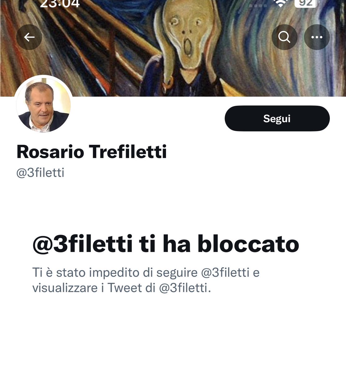 Ultimo_Samurai_'s tweet photo. Adesso ho capito perché #Trefiletti ha scelto come sfondo/copertina del suo profilo L’Urlo di Munch..
È la reazione che prova chi conosce la lingua italiana dopo aver letto ciò che lui scrive.
Più che prendere a pedate i simpatizzanti di #Putin io ripasserei la grammatica.. https://t.co/x3FZoqt2X8