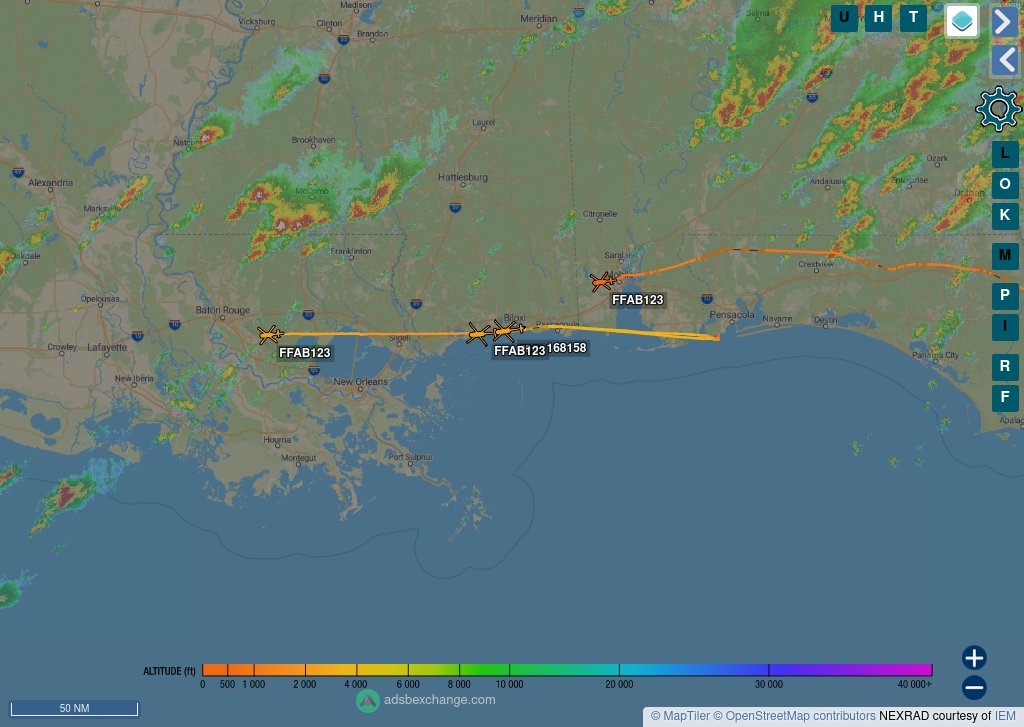 TheIntelFrog's tweet photo. 4 of the 5 H-60s showing on ADSBX still westbound. I think @zaphod58 is correct and they're heading out to California for a west coast deployment.
#AE4FC1
#AE4FEF BuNo 168159
#AE4FEE BuNu 168158
#AE4F78 https://t.co/yZ9ujYvRnR
