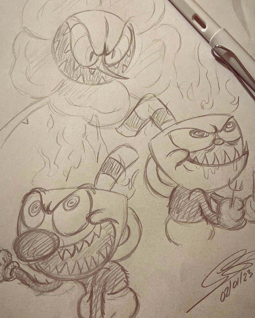 #onesketchaday ✍🏻
02/01/2023

#drawing #drawthisinyourstyle #art #sketchbook #sketching 
#evilcuphead #vilemugman #cuphead #cupheadfanart #cupheadgame #cupheadandmugman #evilcupheadandevilmugman #cagneycarnation