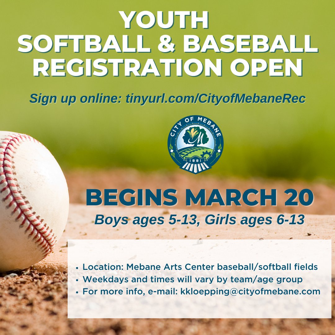 Mebane Recreation & Parks Department on Twitter "Registration for our