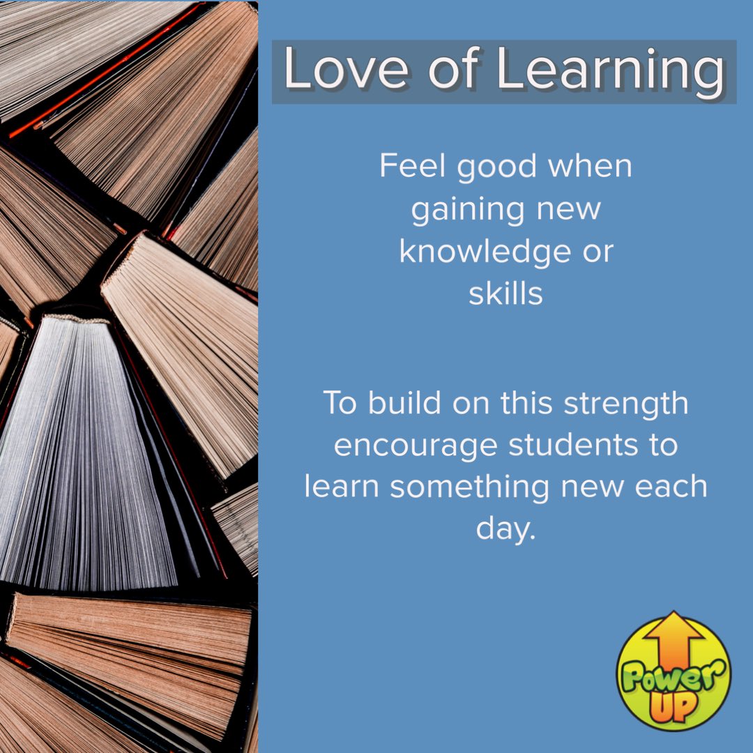Don’t forget to learn something new today! #positivepsychology #characterstrengths #loveoflearning #sel #socialemotionallearning #k12 #scchat #teachertwitter #edutwitter #schoolcounselors