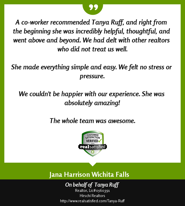 RuffRealtor's tweet image. There's nothing like a good recommendation to brighten your day. realsatisfied.com/Tanya-Ruff via @realsatisfied