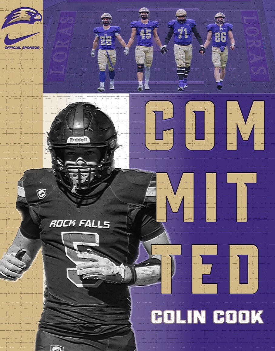 Really exited and blessed to announce my commitment to <a href="/LorasCollegeFB/">Loras Football</a>! Thank you to <a href="/CoachGBower/">Greg Bower</a> for recruiting me and everyone else who has helped during this process. #FlyWithUs <a href="/RFVarsityFB/">Rock Falls Football</a>