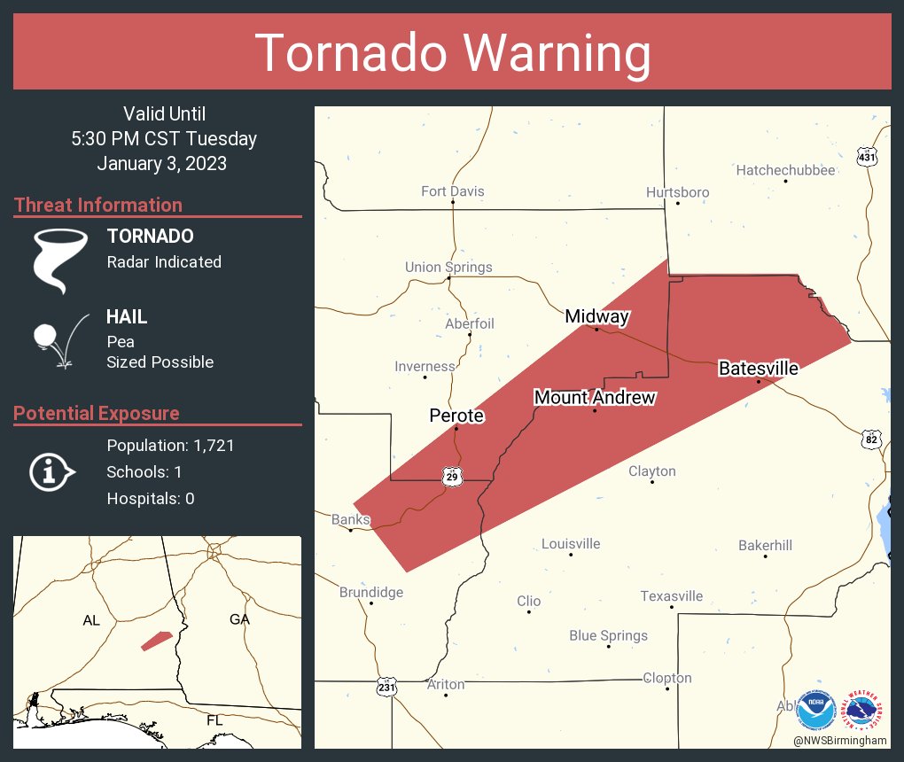 NWS Tornado on Twitter "Tornado Warning including Midway AL, Perote AL