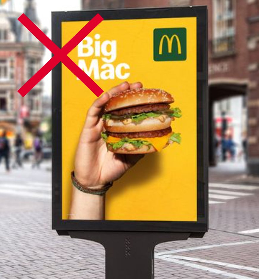 VrijndeSteede's tweet photo. Mensen met reclames verleiden om te gaan gokken of vreemd te gaan mag, maar reclame voor vlees, vis of vakanties worden steeds (Lees: Met links stadsbestuur) vaker verboden. 

En dan applaudiseren we omdat we het klimaat gered hebben ofzo. 'Wereldprimeur! 🤡' https://t.co/J9ZYJ6Cp08